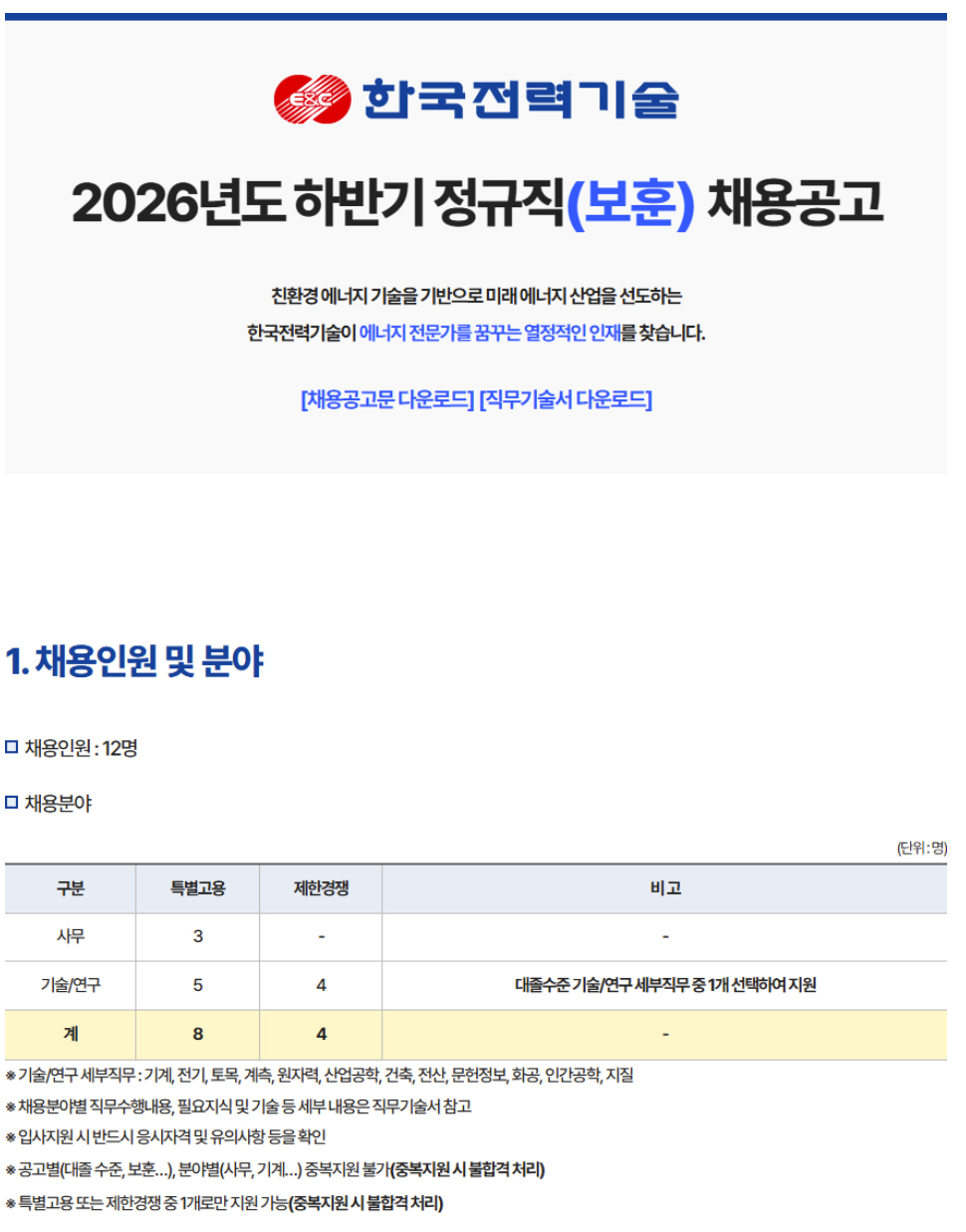 보훈 채용분야