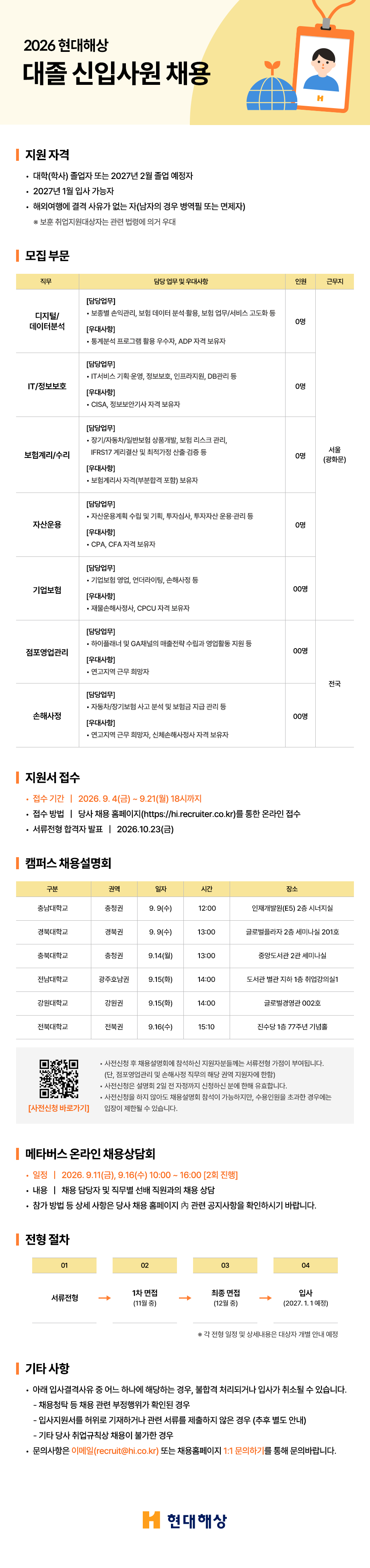 현대해상화재보험 2026년-대졸-신입사원-채용공고